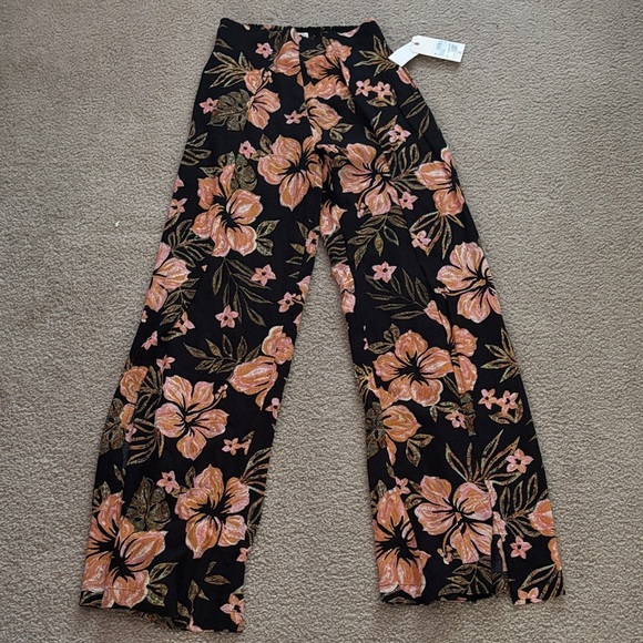 Billabong Split Spirit Floral Wide Leg Pants size small NWT - Picture 1 of 10